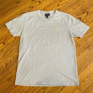 Men’s Medium Polo Ralph Lauren Light Blue V Neck Shirt with Yellow Logo